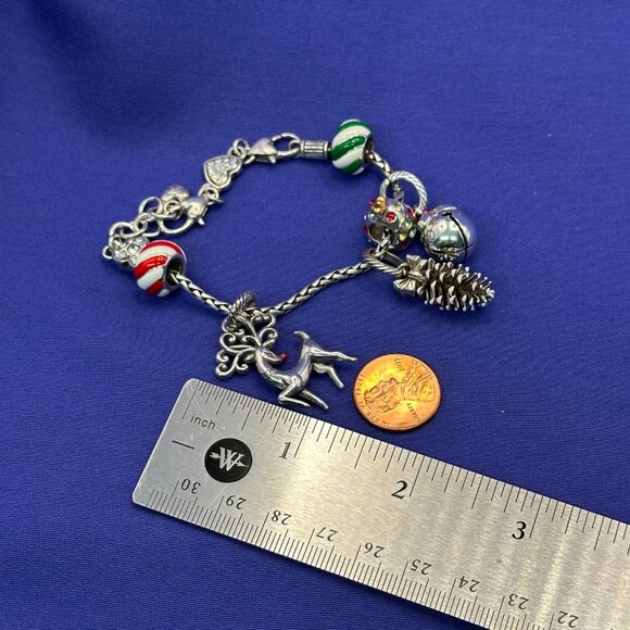 Brighton Christmas Theme Silver Plated Charm Bracelet & Earrings - Picture 13 of 16